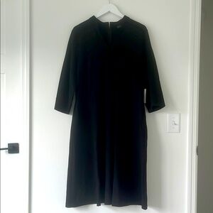 Eloquii Black Fit and Flare Dress with Sleeves and Mock Neck